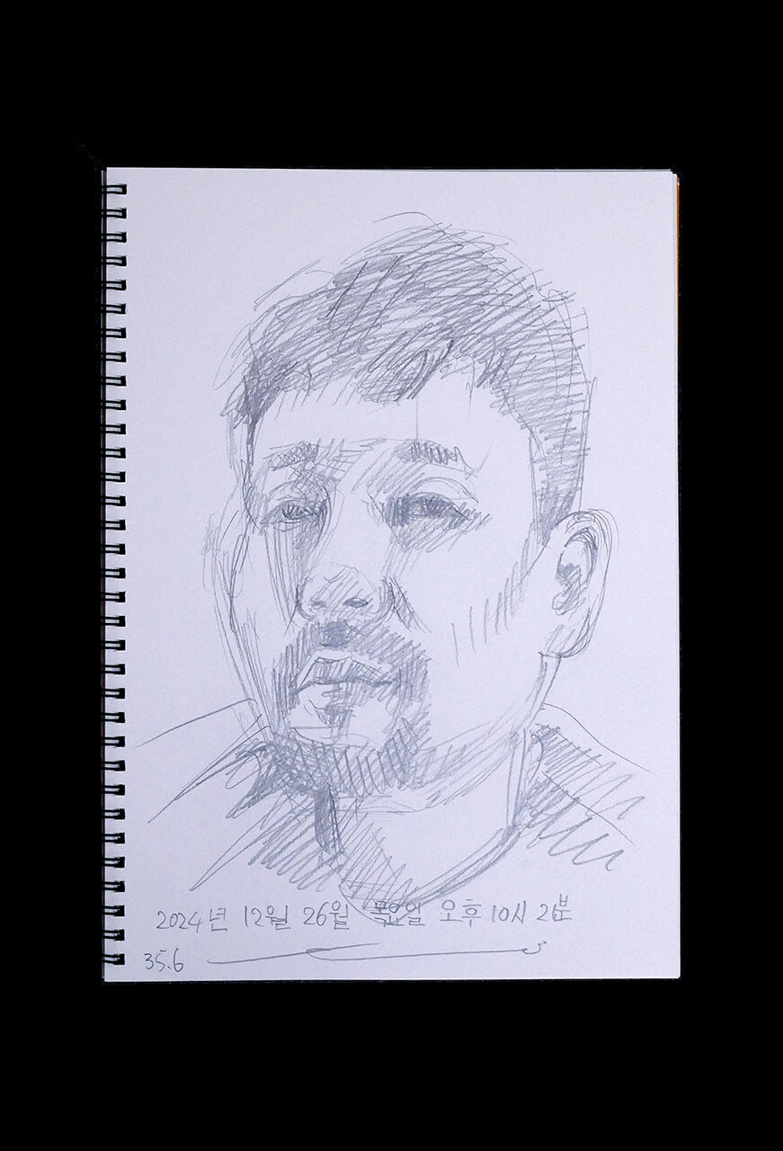 Contemporary artist SHINTAKU Tomoni's 2024/12/26 Self-portrait or pencil drawing