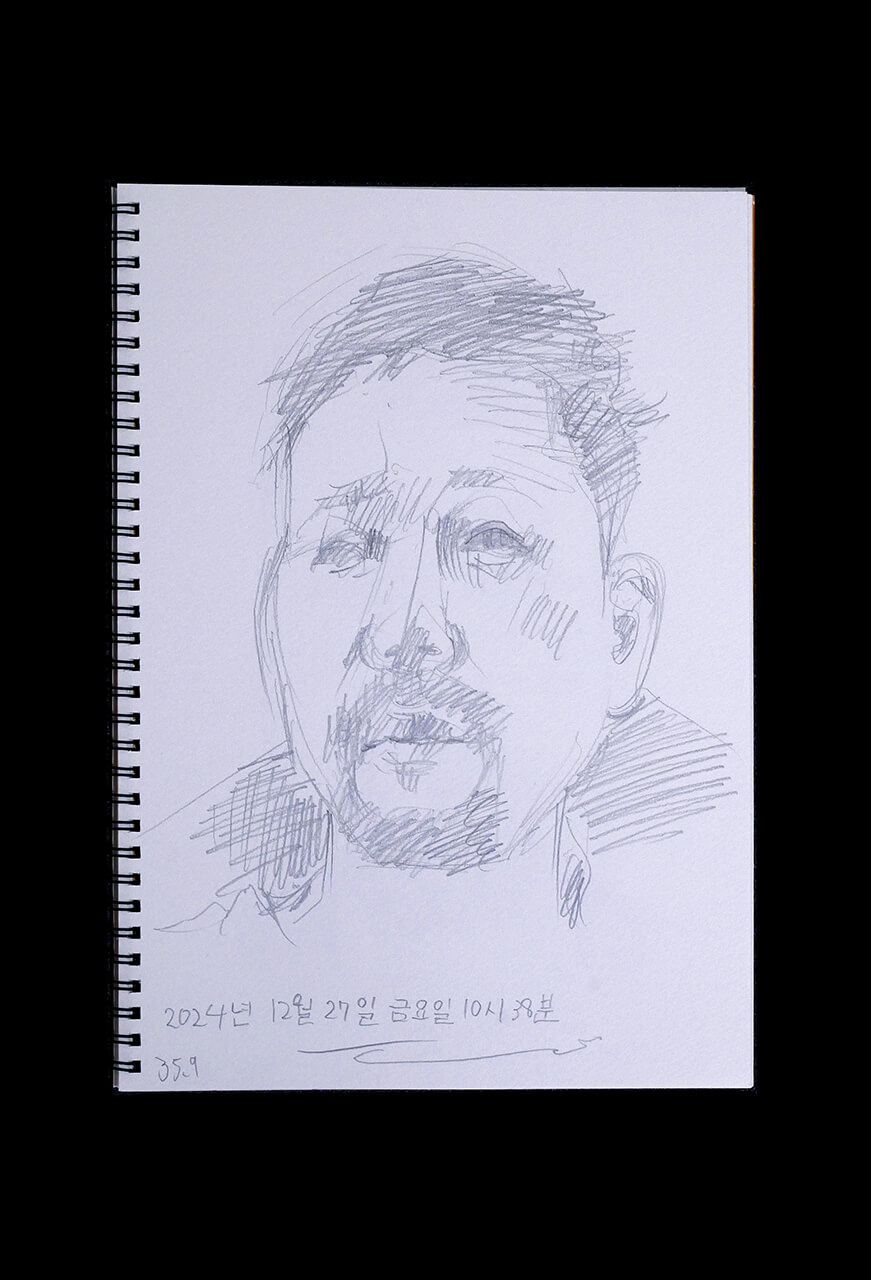 Contemporary artist SHINTAKU Tomoni's 2024/12/27 Self-portrait or pencil drawing