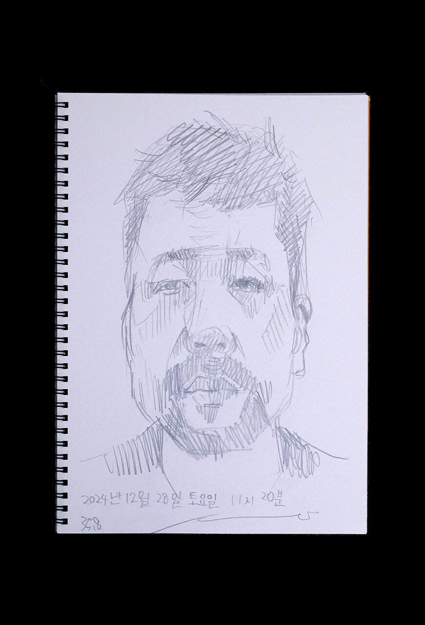 Contemporary artist SHINTAKU Tomoni's 2024/12/28 Self-portrait or pencil drawing
