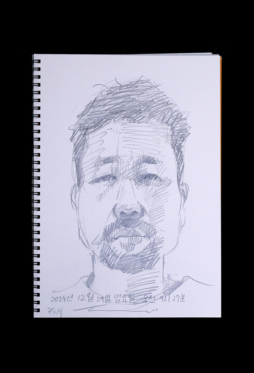 Contemporary artist SHINTAKU Tomoni's 2024/12/29 Self-portrait or pencil drawing
