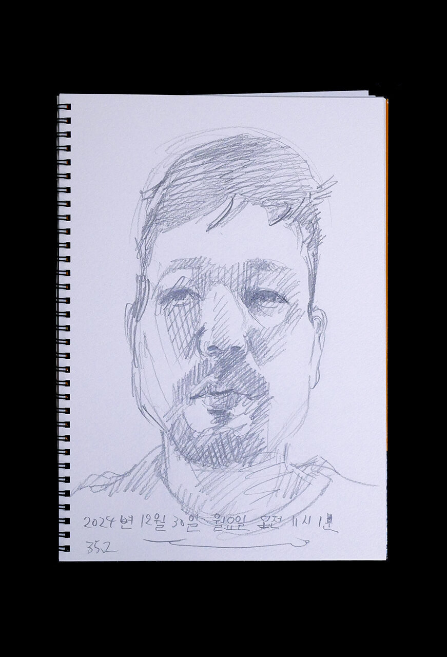Contemporary artist SHINTAKU Tomoni's 2024/12/30 Self-portrait or pencil drawing