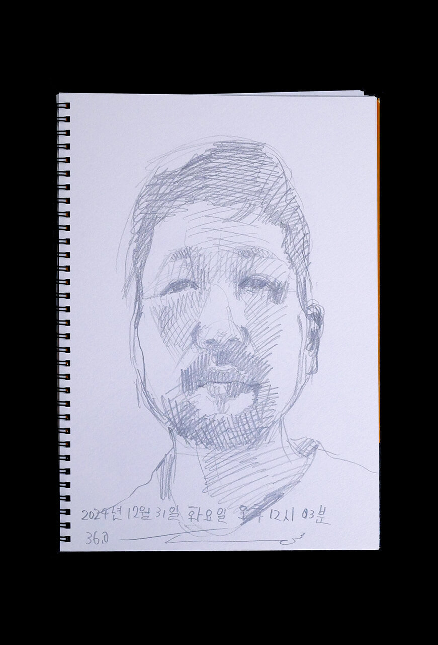 Contemporary artist SHINTAKU Tomoni's 2024/12/31 Self-portrait or pencil drawing