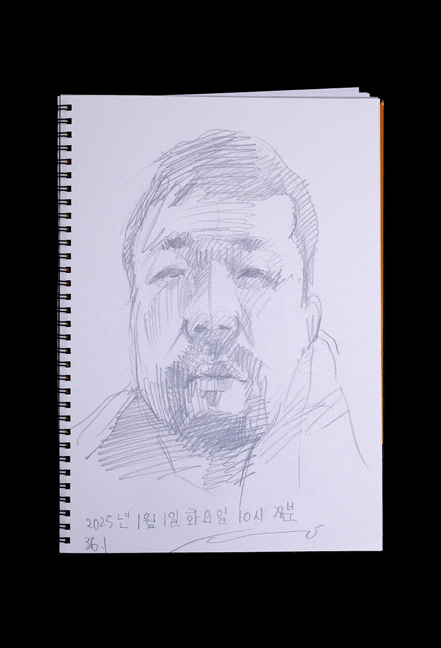 Contemporary artist SHINTAKU Tomoni's 2025/1/1 Self-portrait or pencil drawing