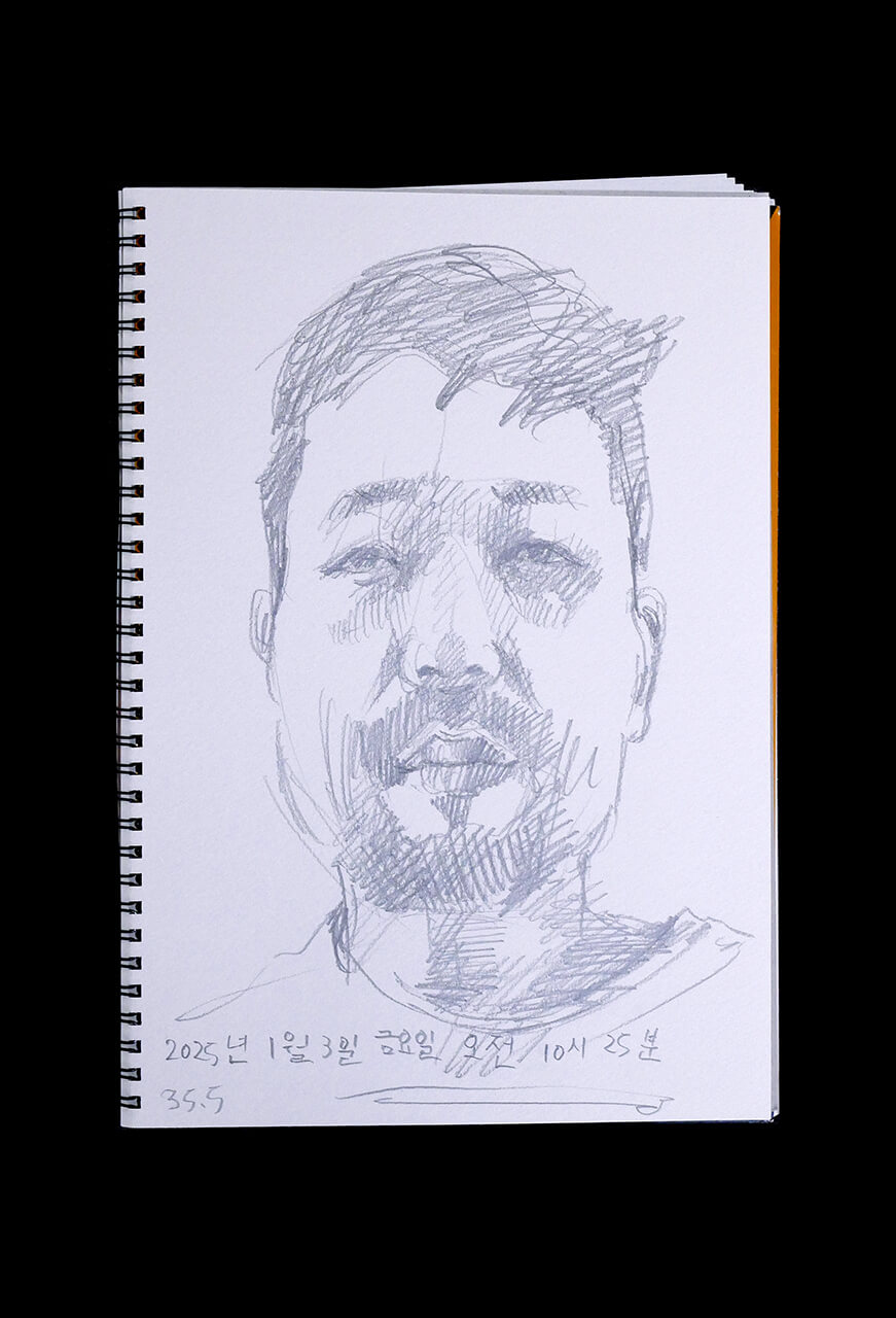 Contemporary artist SHINTAKU Tomoni's 2025/1/3 Self-portrait or pencil drawing