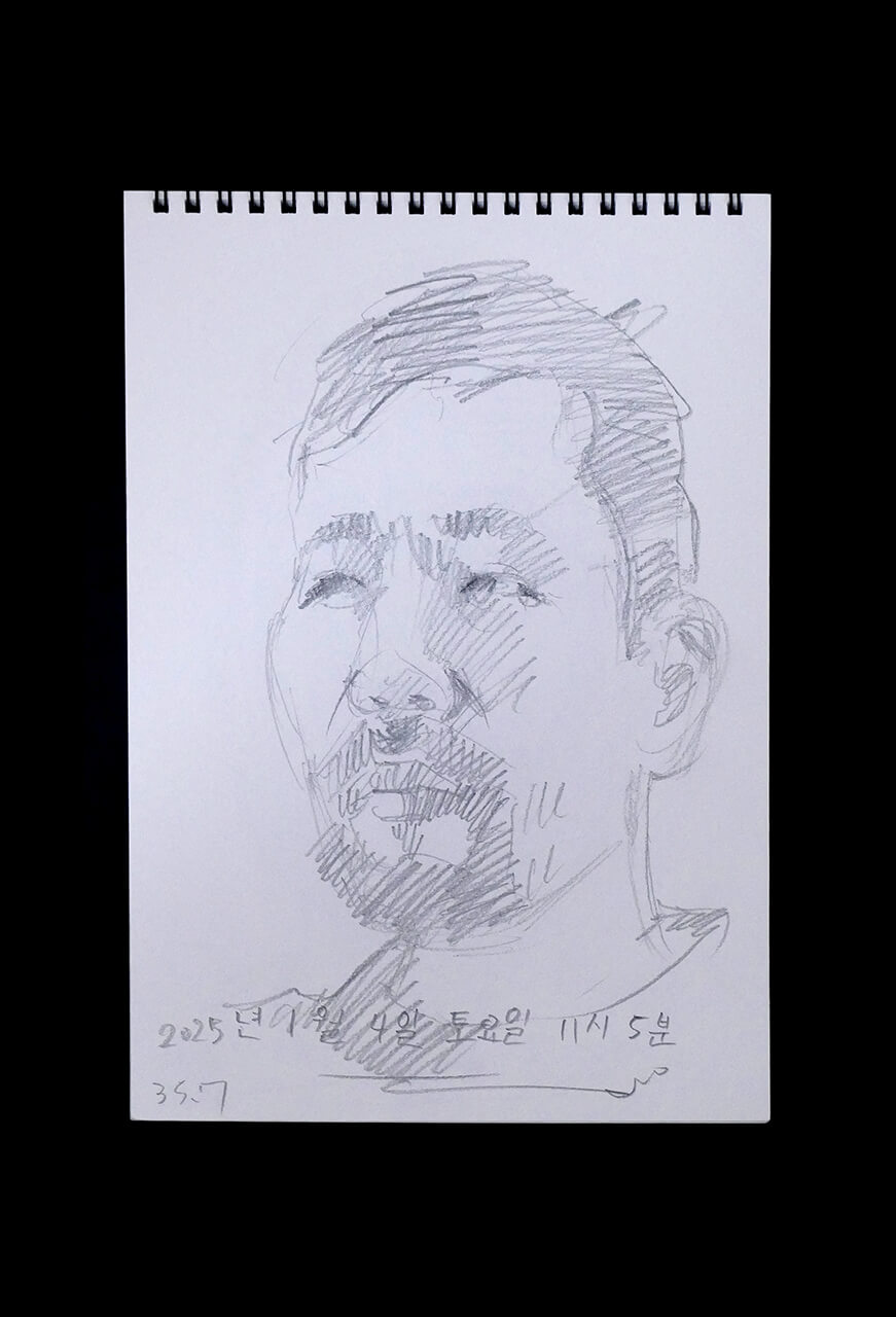 Contemporary artist SHINTAKU Tomoni's 2025/1/4 Self-portrait or pencil drawing