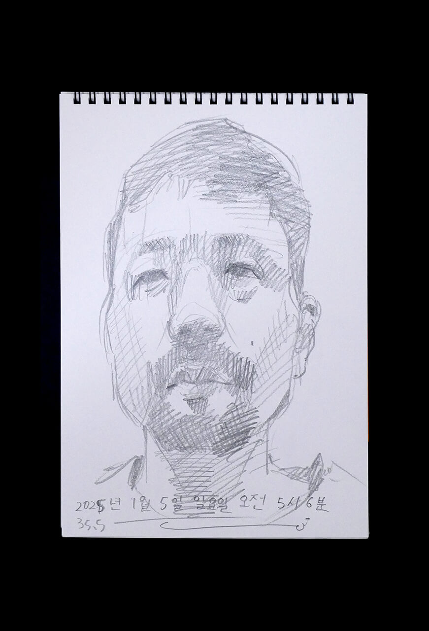 Contemporary artist SHINTAKU Tomoni's 2025/1/5 Self-portrait or pencil drawing