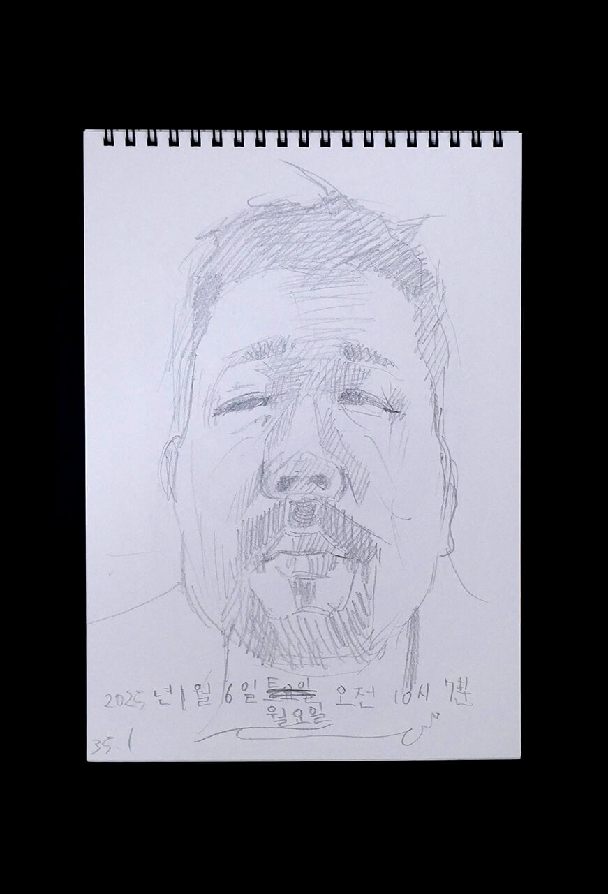 Contemporary artist SHINTAKU Tomoni's 2025/1/6 Self-portrait or pencil drawing
