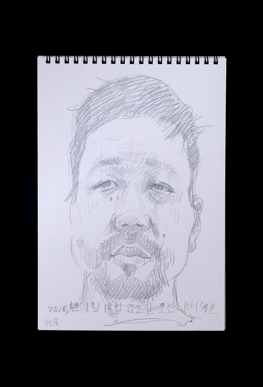 Contemporary artist SHINTAKU Tomoni's 2025/1/10 Self-portrait or pencil drawing