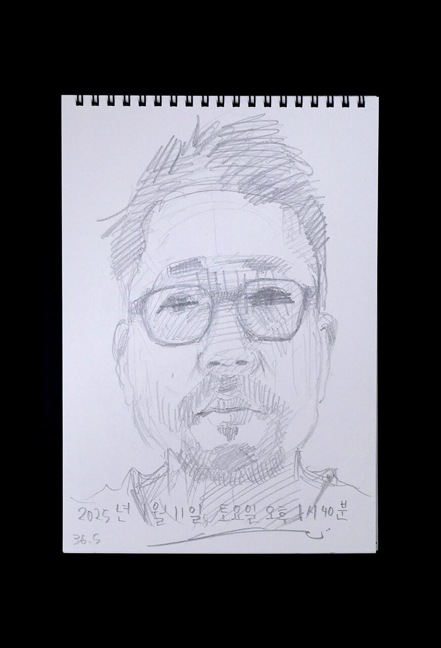 Contemporary artist SHINTAKU Tomoni's 2025/1/11 Self-portrait or pencil drawing