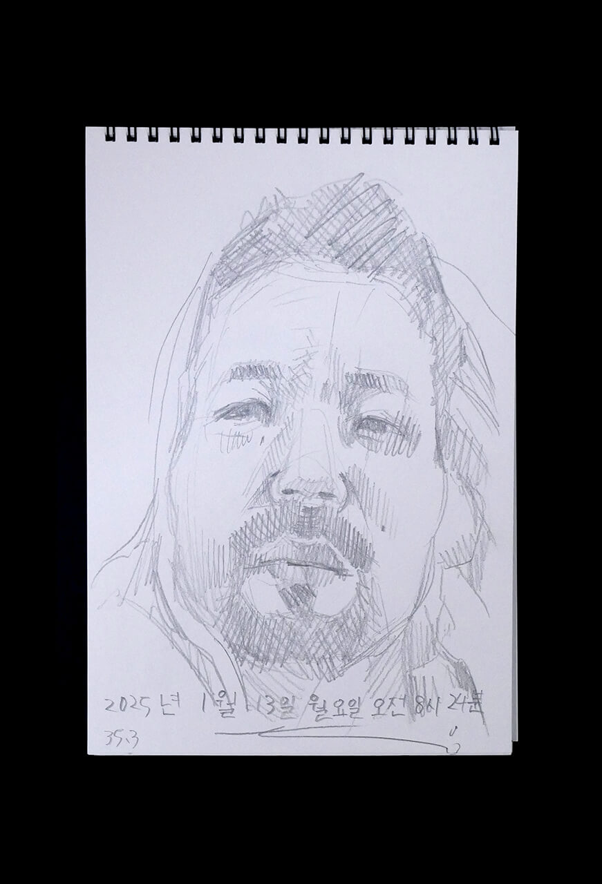 Contemporary artist SHINTAKU Tomoni's 2025/1/13 Self-portrait or pencil drawing