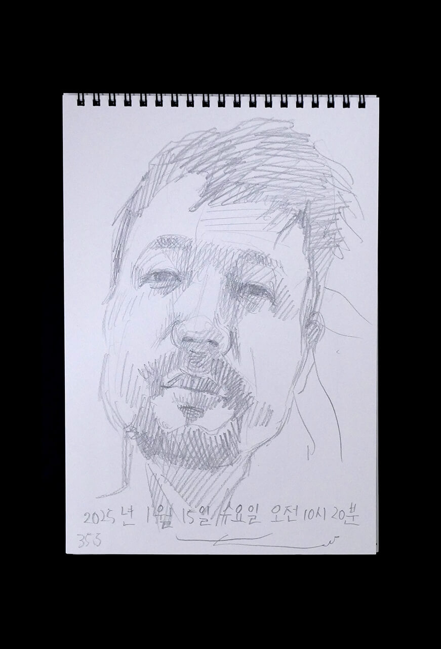 Contemporary artist SHINTAKU Tomoni's 2025/1/15 Self-portrait or pencil drawing