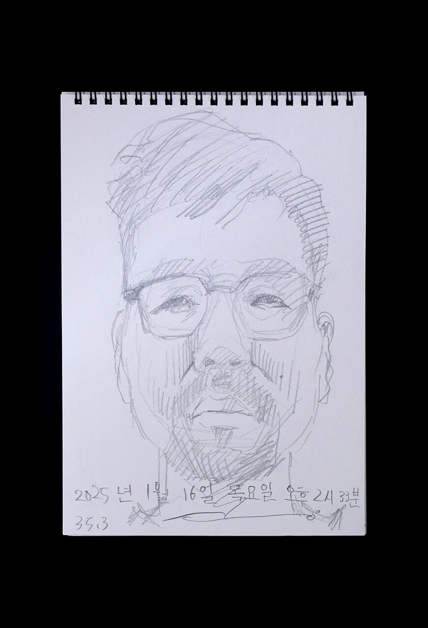 Contemporary artist SHINTAKU Tomoni's 2025/1/16 Self-portrait or pencil drawing