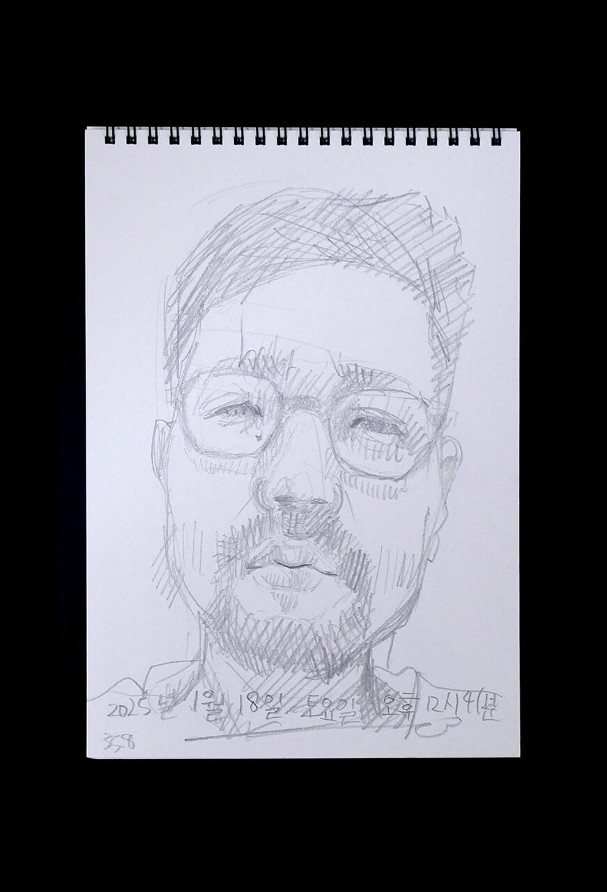 Contemporary artist SHINTAKU Tomoni's 2025/1/18 Self-portrait or pencil drawing