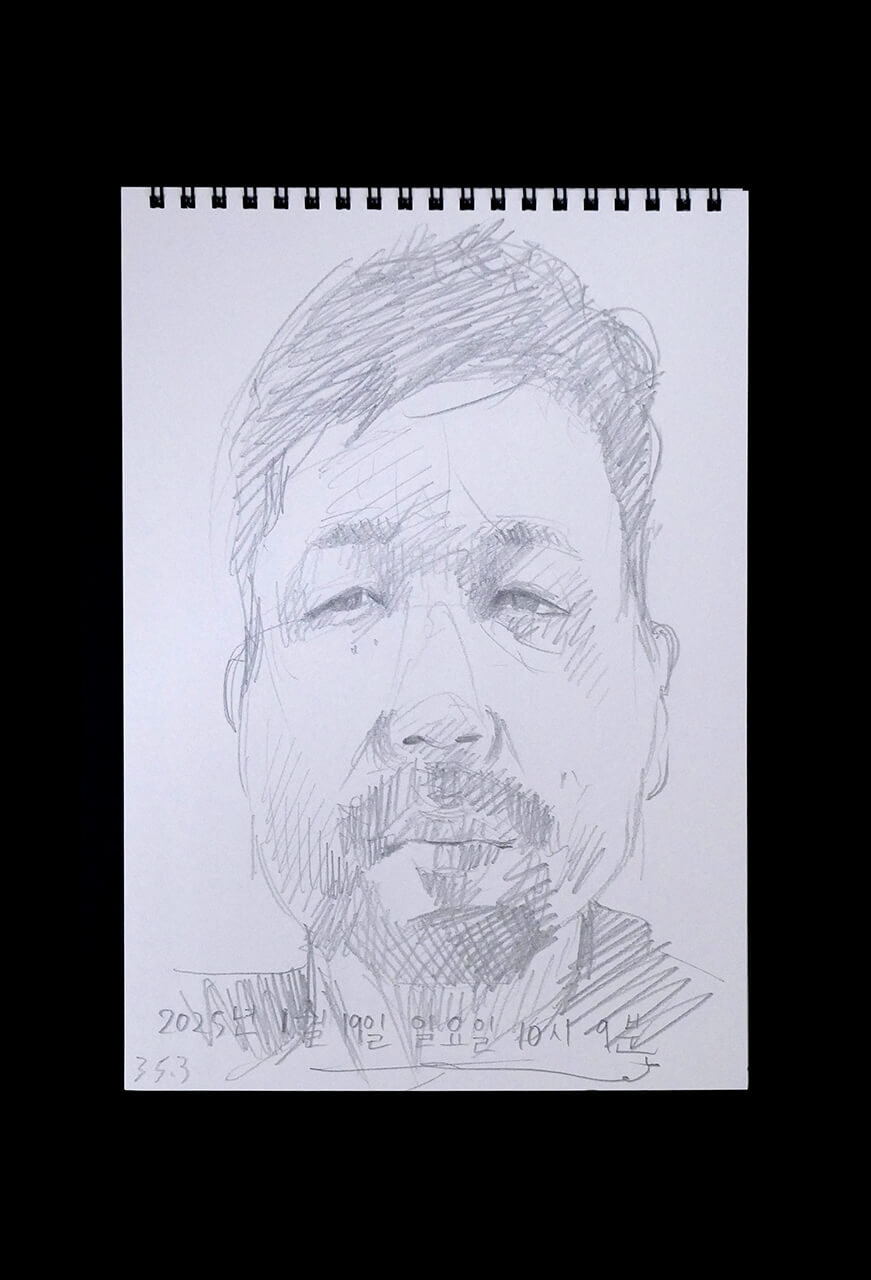 Contemporary artist SHINTAKU Tomoni's 2025/1/19 Self-portrait or pencil drawing