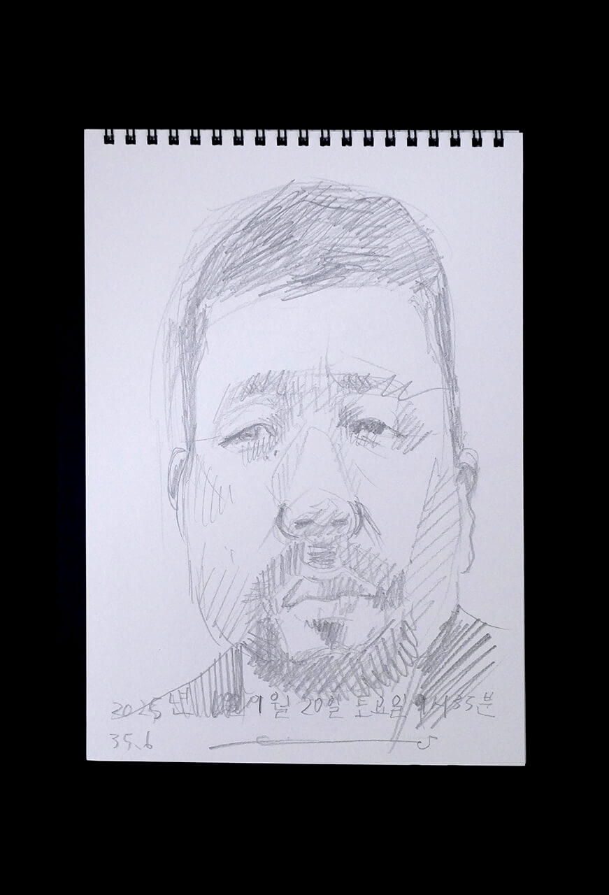 Contemporary artist SHINTAKU Tomoni's 2025/1/20 Self-portrait or pencil drawing