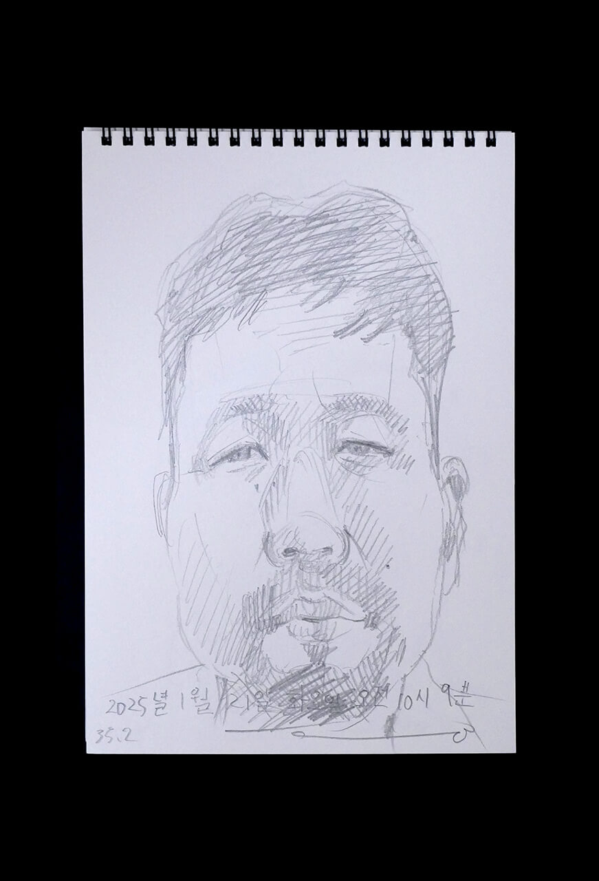 Contemporary artist SHINTAKU Tomoni's 2025/1/21 Self-portrait or pencil drawing