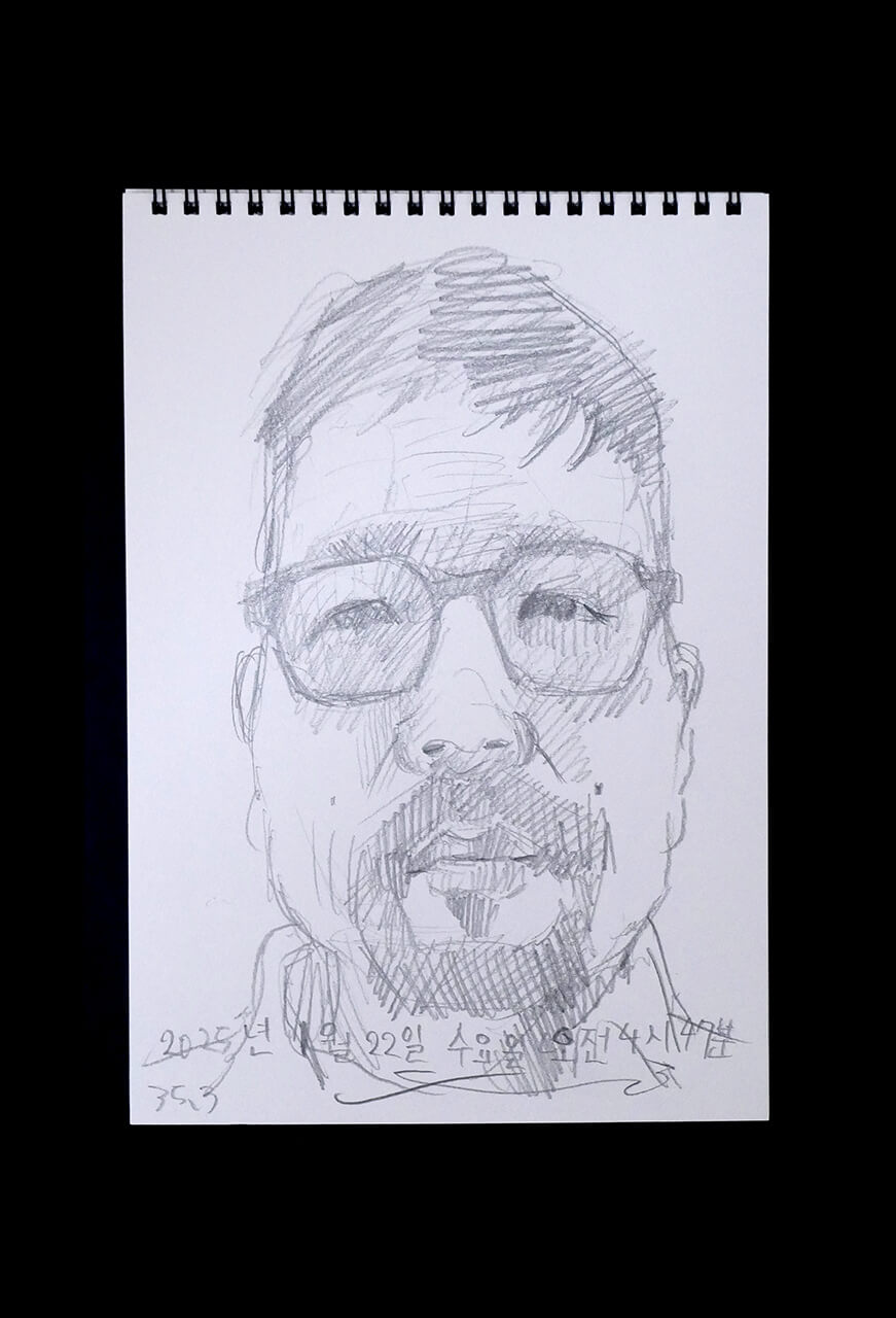 Contemporary artist SHINTAKU Tomoni's 2025/1/22 Self-portrait or pencil drawing