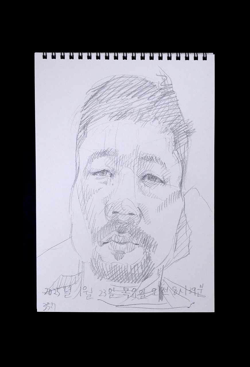 Contemporary artist SHINTAKU Tomoni's 2025/1/23 Self-portrait or pencil drawing