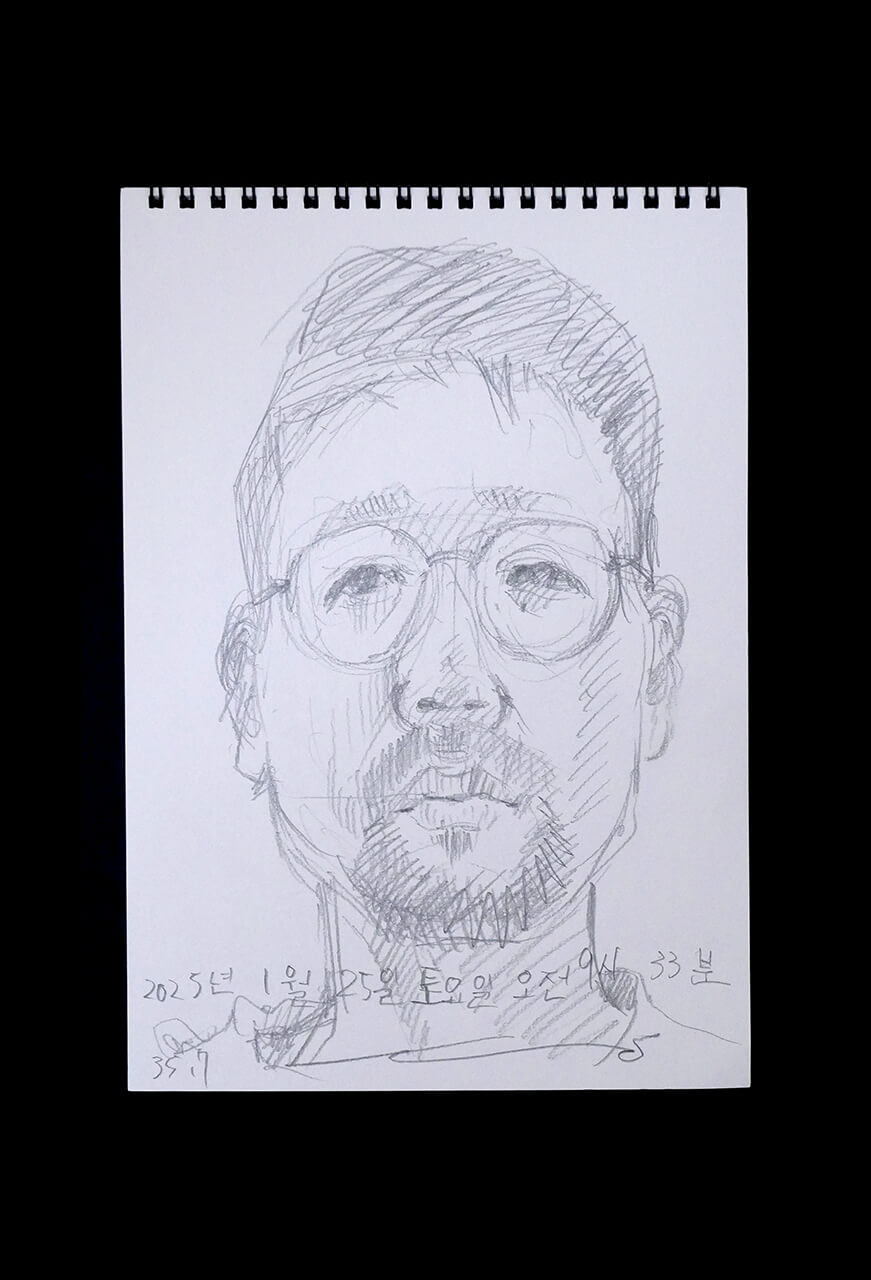 Contemporary artist SHINTAKU Tomoni's 2025/1/25 Self-portrait or pencil drawing