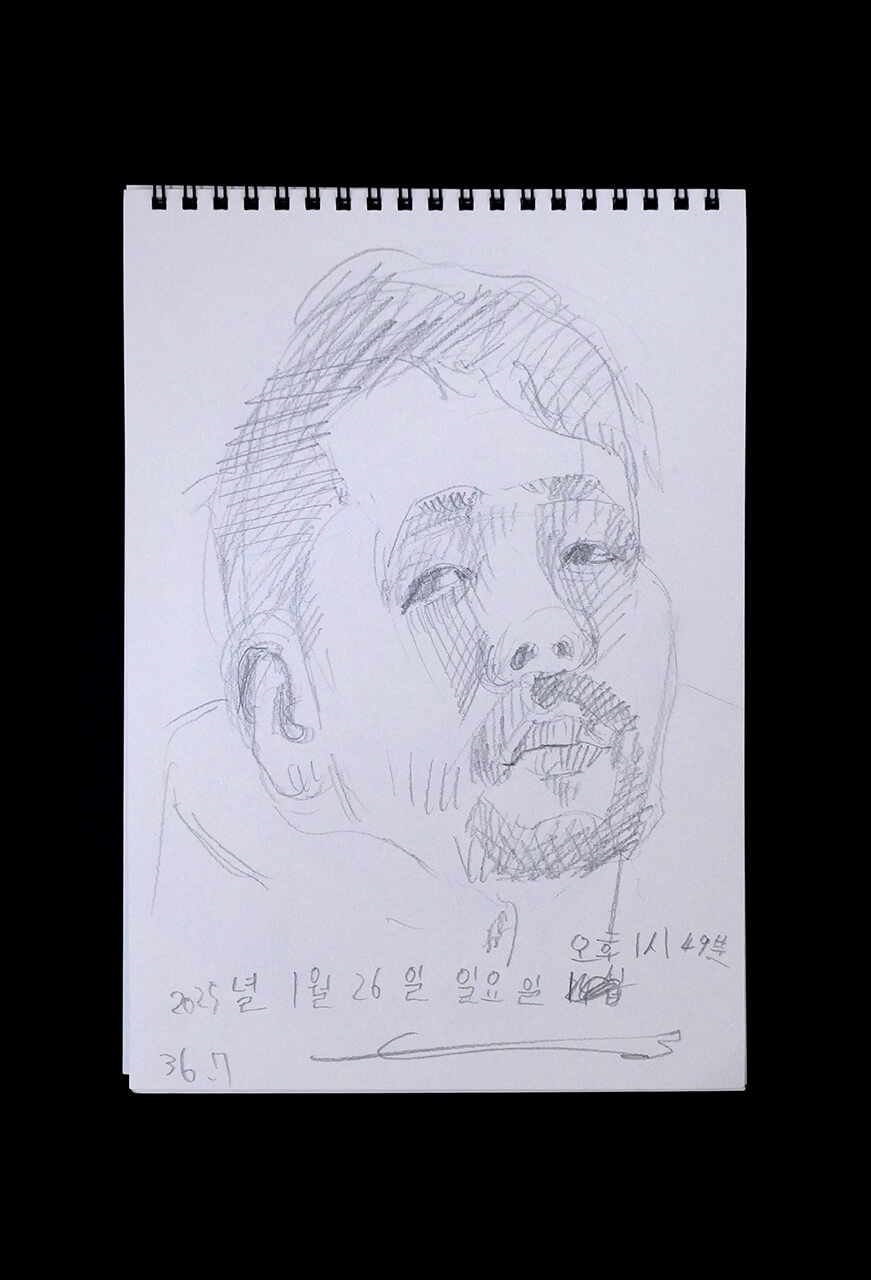 Contemporary artist SHINTAKU Tomoni's 2025/1/26 Self-portrait or pencil drawing