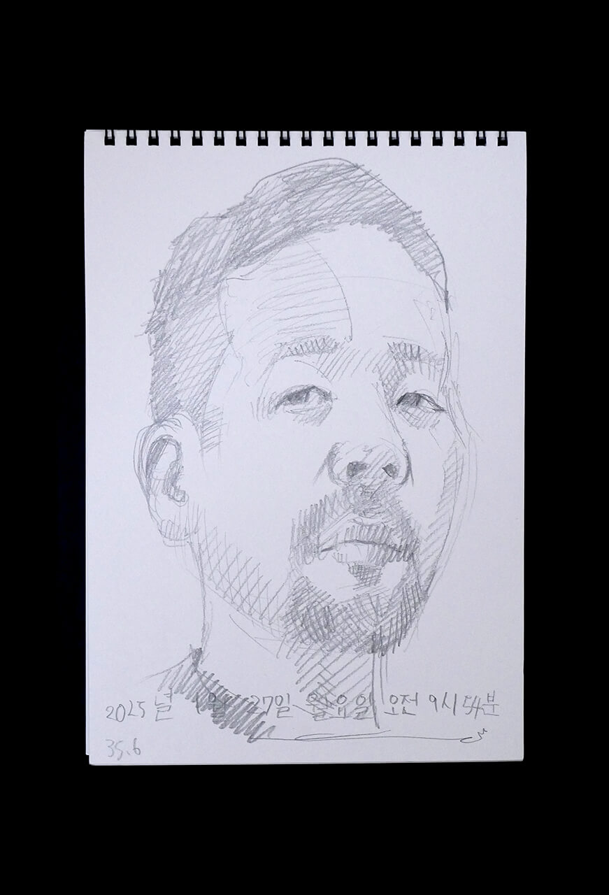 Contemporary artist SHINTAKU Tomoni's 2025/1/27 Self-portrait or pencil drawing