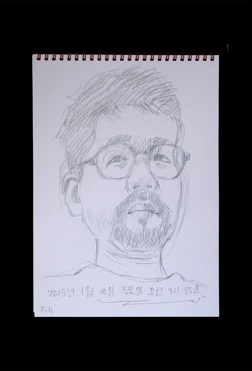 Contemporary artist SHINTAKU Tomoni's 2025/1/30 Self-portrait or pencil drawing