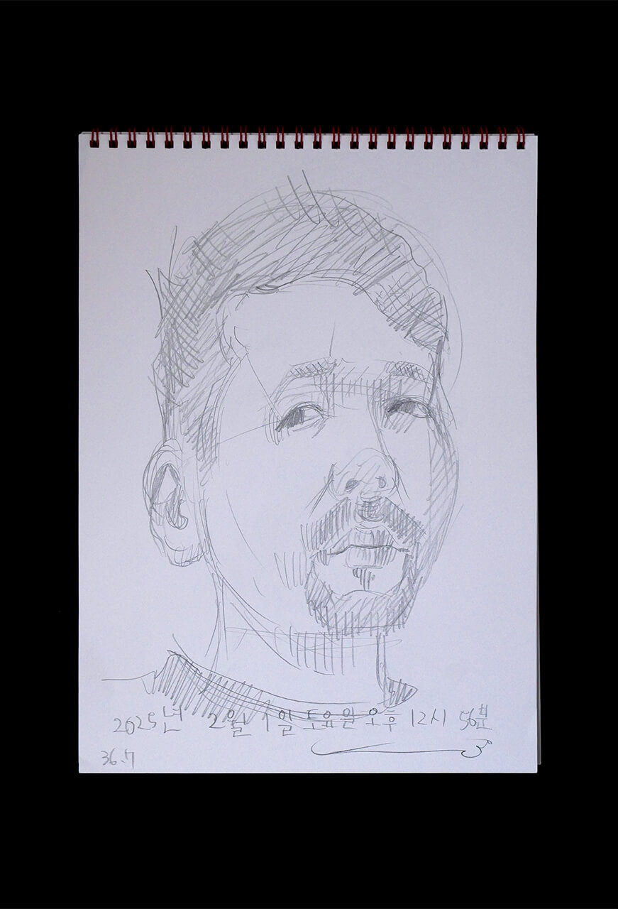 Contemporary artist SHINTAKU Tomoni's 2025/2/1 Self-portrait or pencil drawing