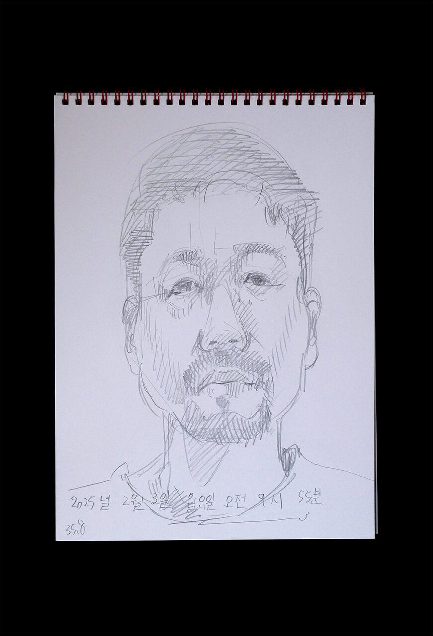 Contemporary artist SHINTAKU Tomoni's 2025/2/3 Self-portrait or pencil drawing