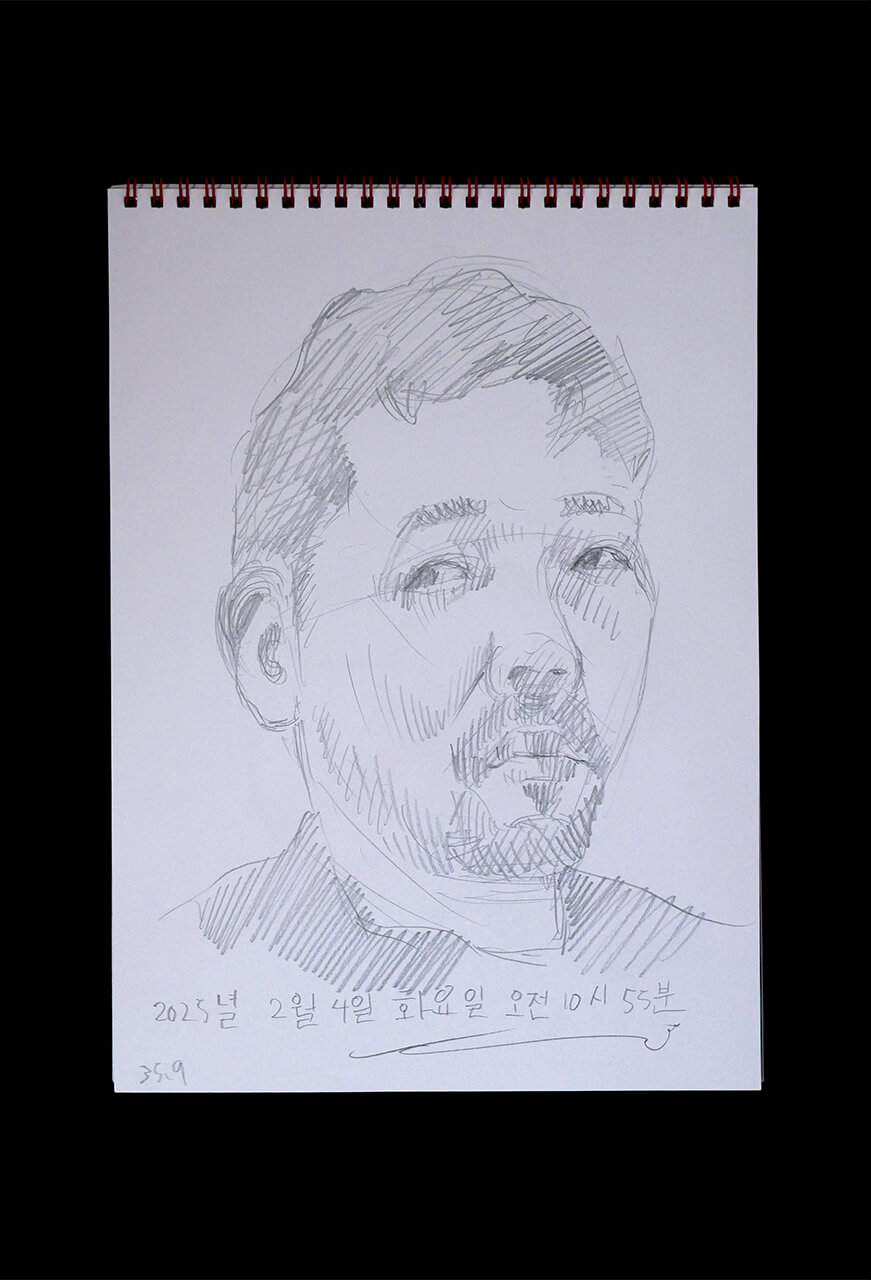 Contemporary artist SHINTAKU Tomoni's 2025/2/4 Self-portrait or pencil drawing