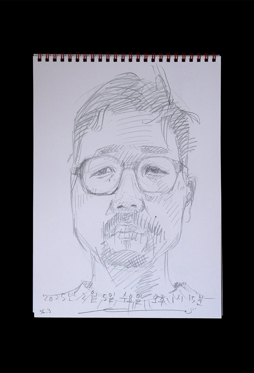 Contemporary artist SHINTAKU Tomoni's 2025/2/5 Self-portrait or pencil drawing