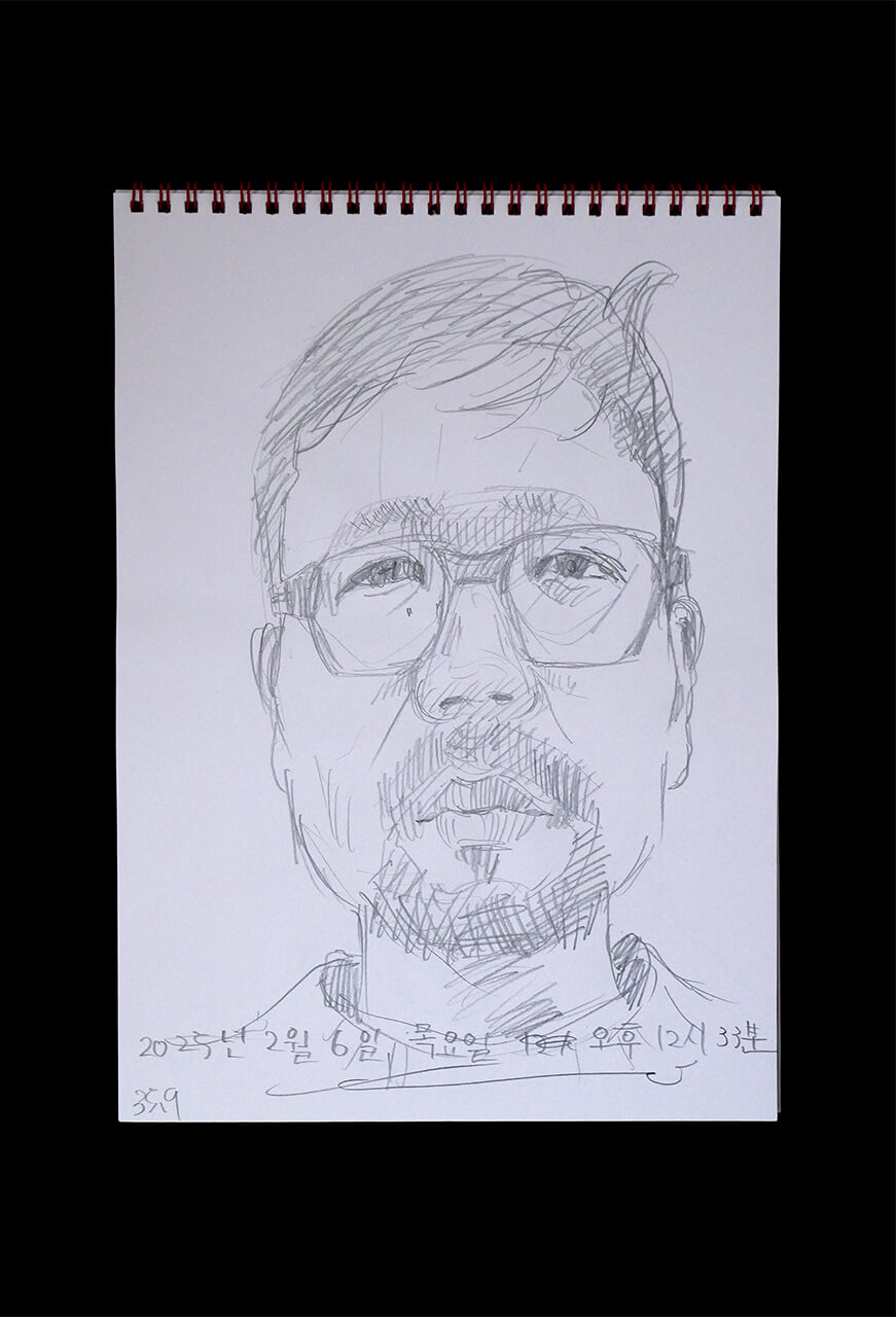 Contemporary artist SHINTAKU Tomoni's 2025/2/6 Self-portrait or pencil drawing