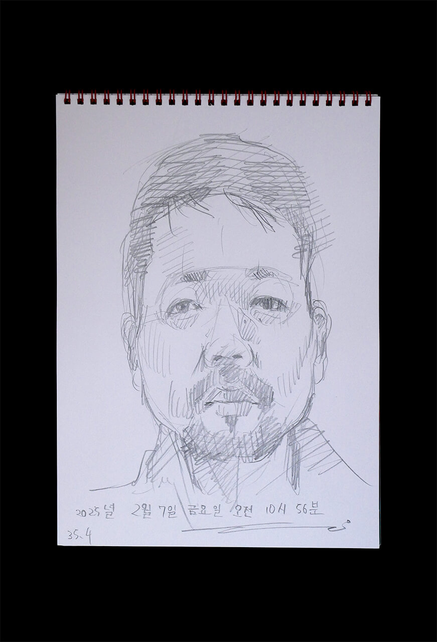 Contemporary artist SHINTAKU Tomoni's 2025/2/7 Self-portrait or pencil drawing