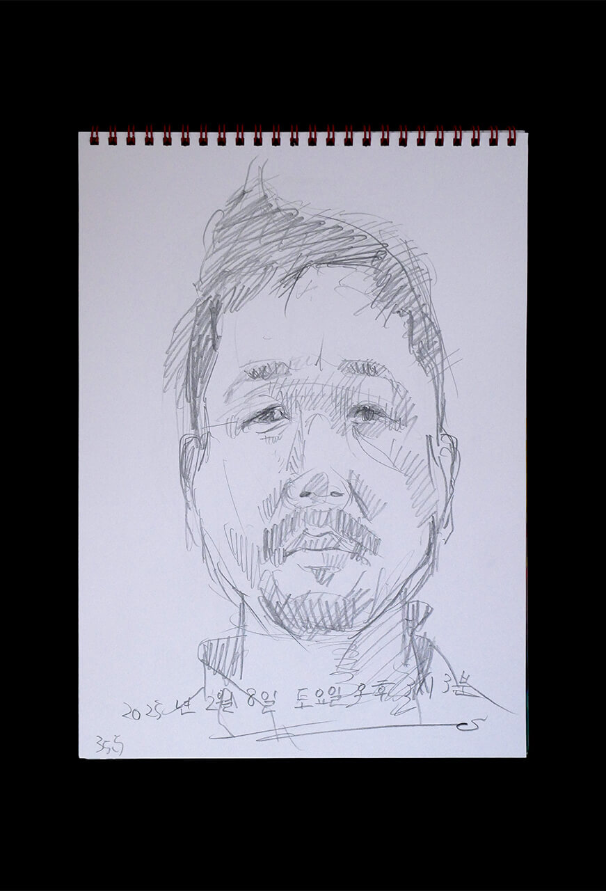 Contemporary artist SHINTAKU Tomoni's 2025/2/8 Self-portrait or pencil drawing