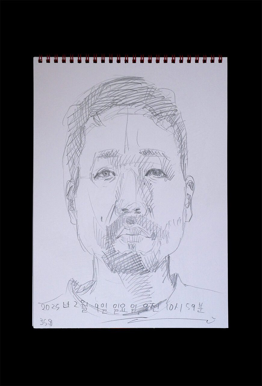Contemporary artist SHINTAKU Tomoni's 2025/2/9 Self-portrait or pencil drawing