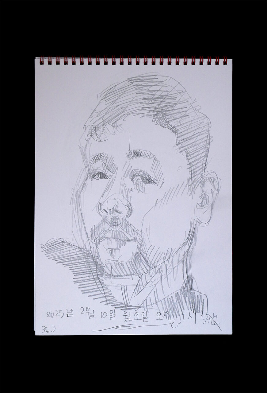 Contemporary artist SHINTAKU Tomoni's 2025/2/10 Self-portrait or pencil drawing