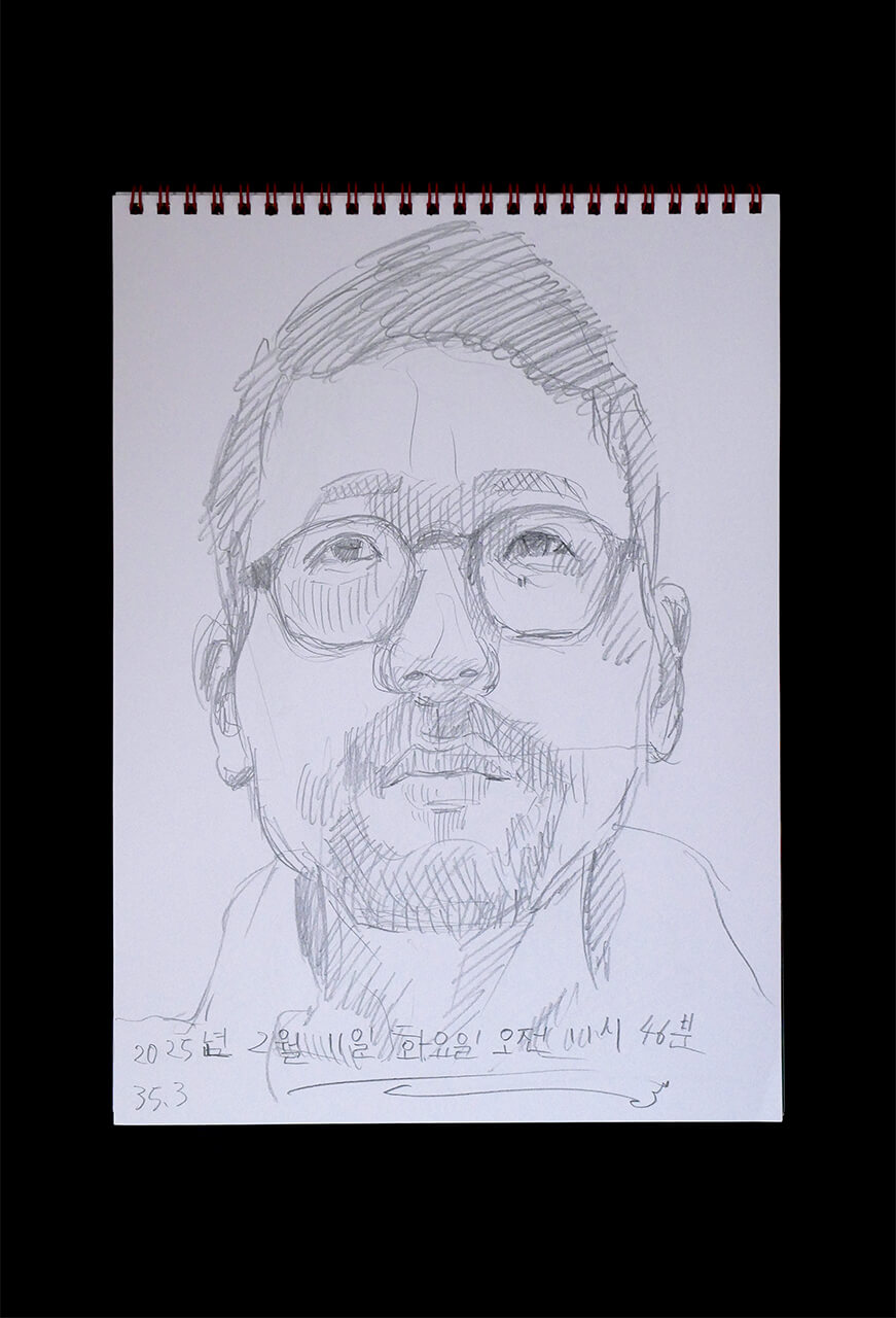 Contemporary artist SHINTAKU Tomoni's 2025/2/11 Self-portrait or pencil drawing