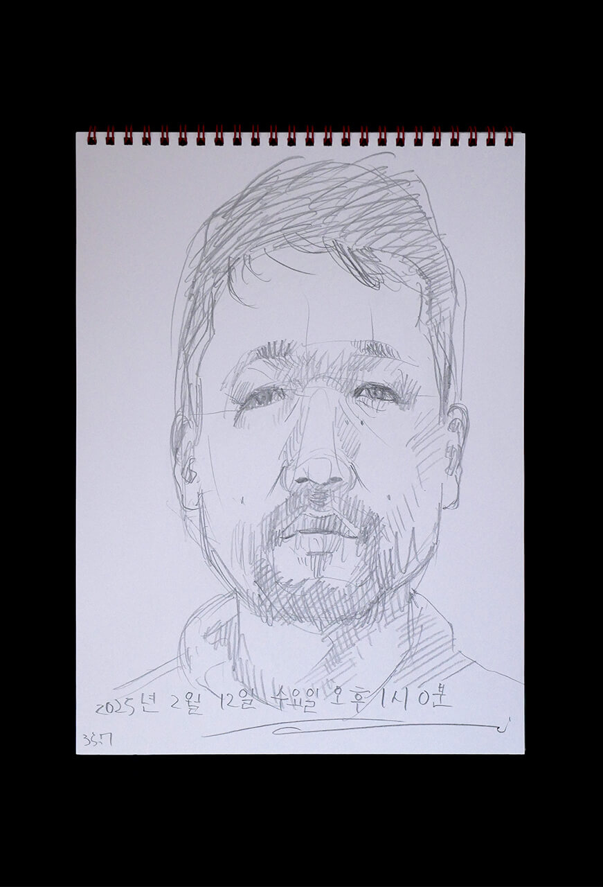 Contemporary artist SHINTAKU Tomoni's 2025/2/12 Self-portrait or pencil drawing