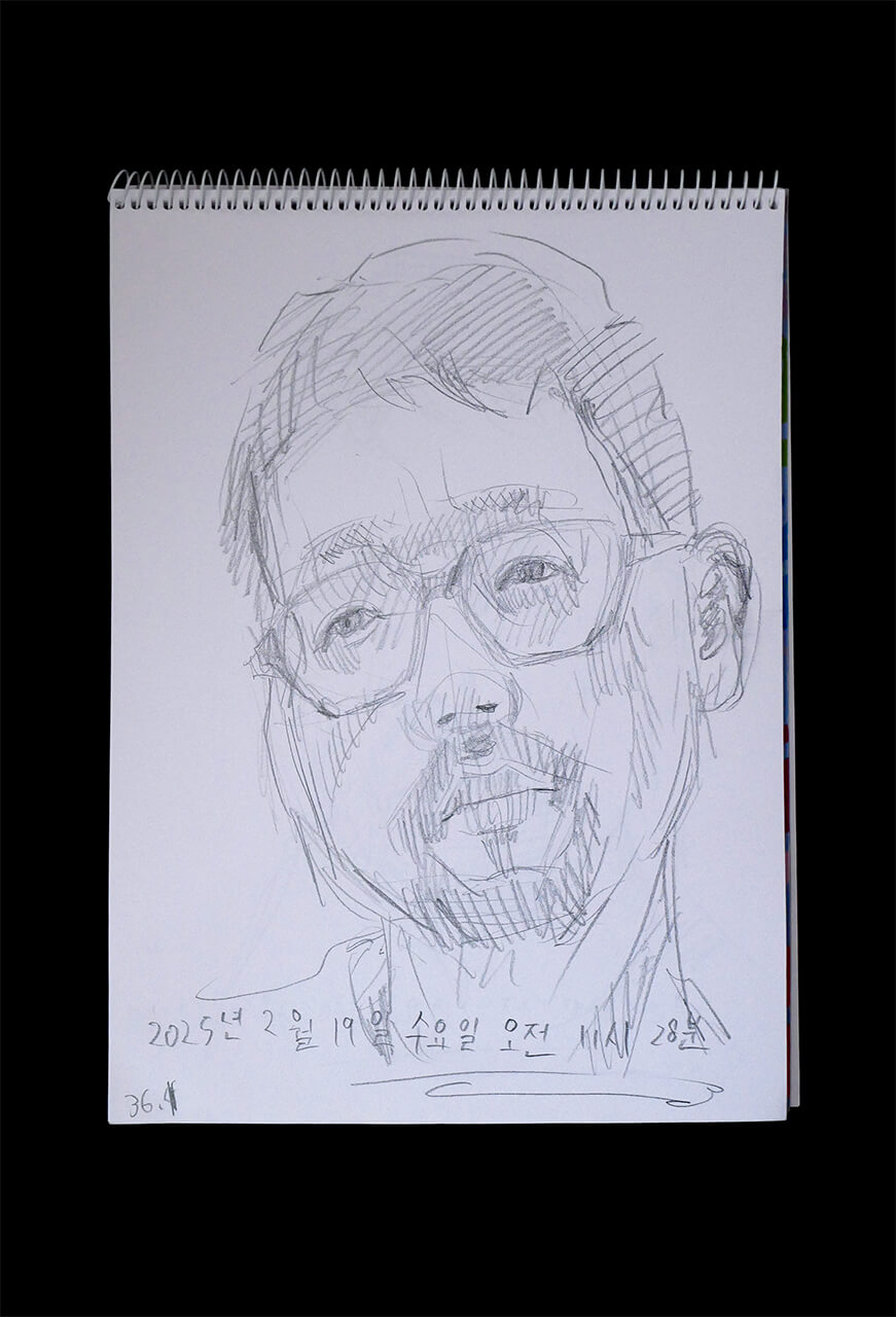 Contemporary artist SHINTAKU Tomoni's 2025/2/19 Self-portrait or pencil drawing
