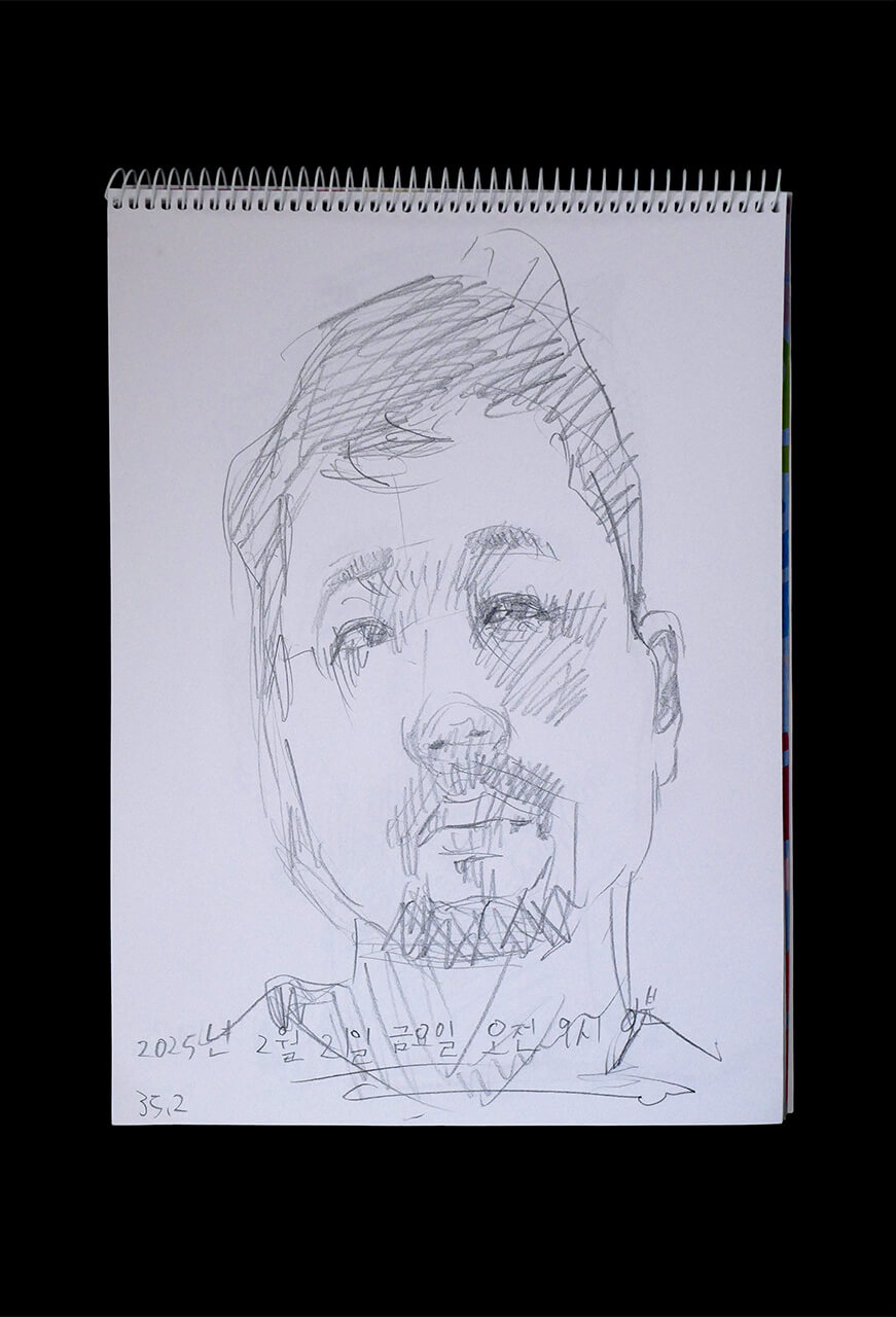 Contemporary artist SHINTAKU Tomoni's 2025/2/21 Self-portrait or pencil drawing