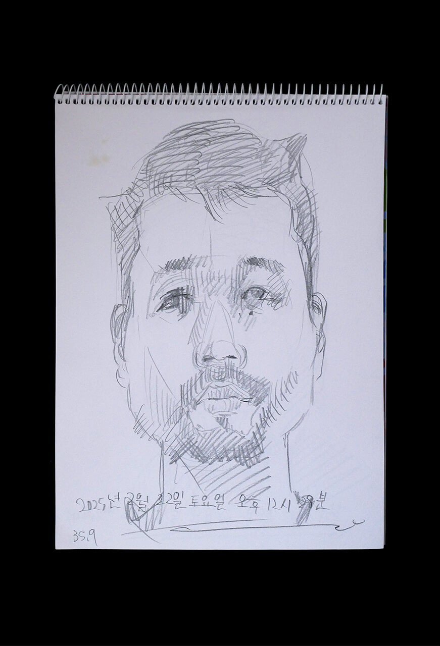 Contemporary artist SHINTAKU Tomoni's 2025/2/22 Self-portrait or pencil drawing