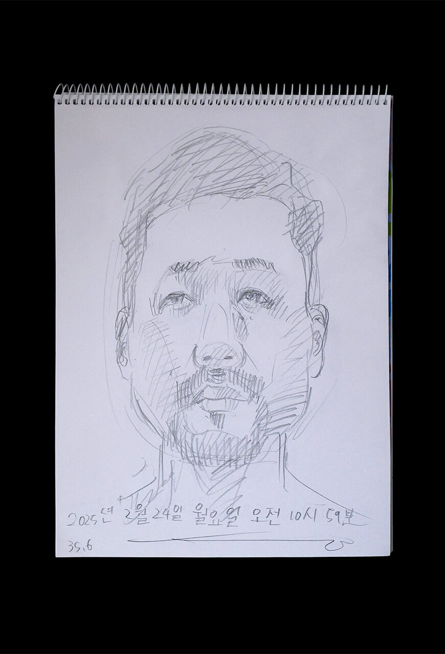 Contemporary artist SHINTAKU Tomoni's 2025/2/24 Self-portrait or pencil drawing