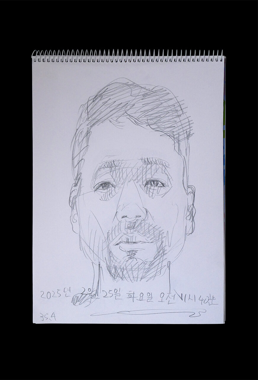 Contemporary artist SHINTAKU Tomoni's 2025/2/25 Self-portrait or pencil drawing