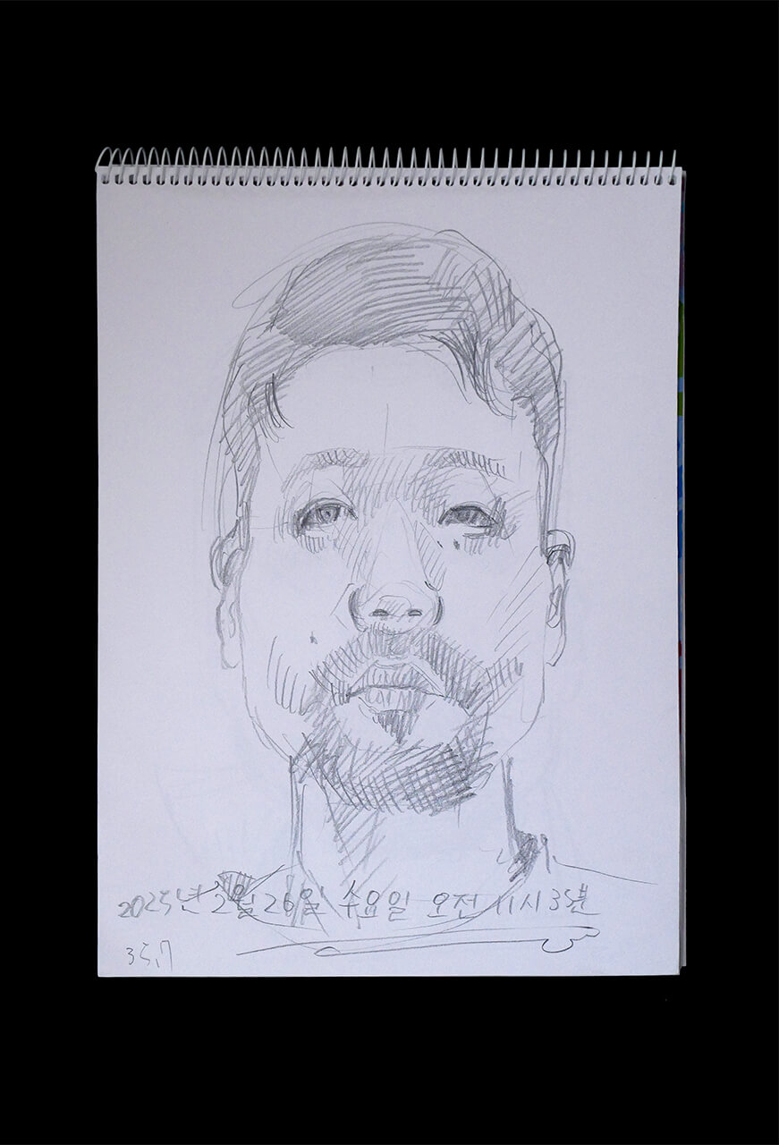 Contemporary artist SHINTAKU Tomoni's 2025/2/26 Self-portrait or pencil drawing