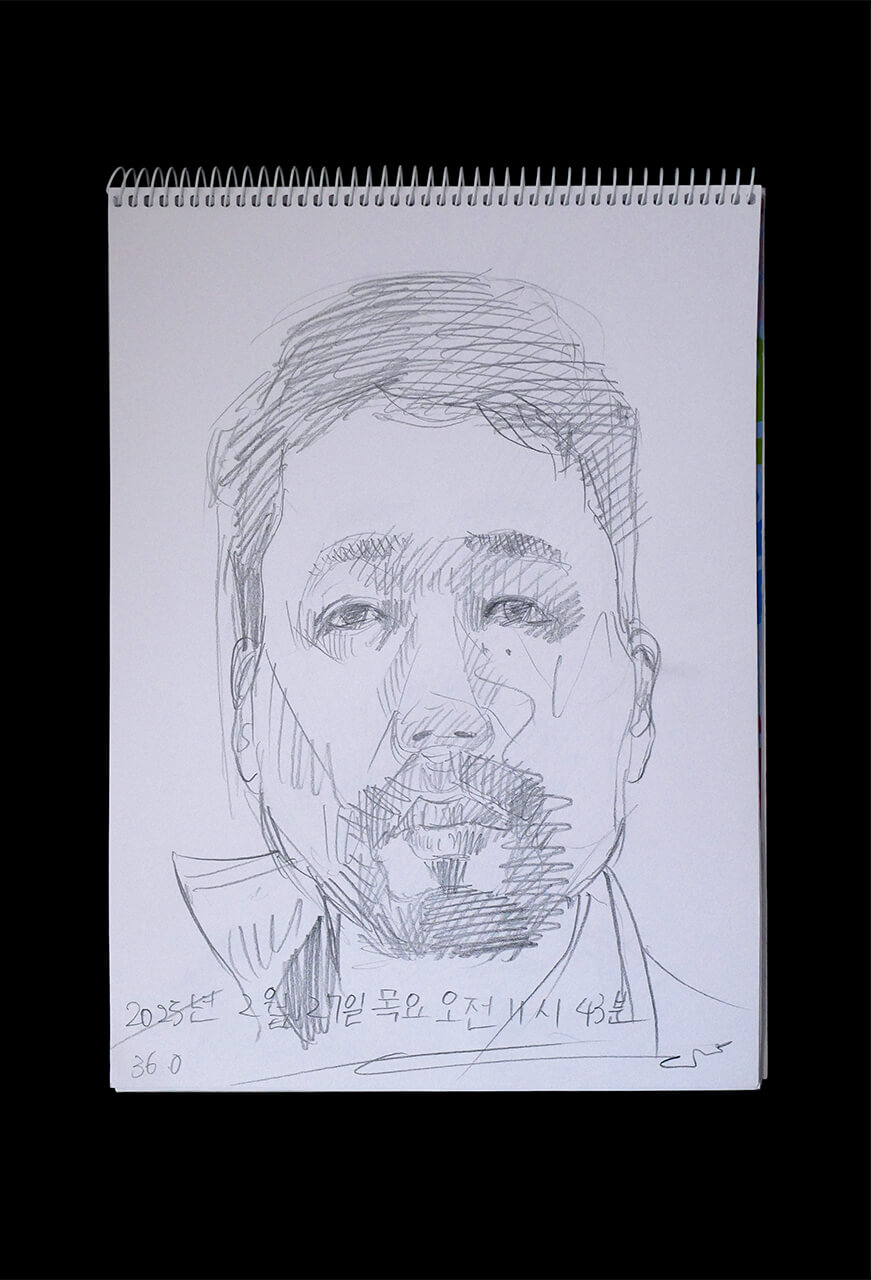 Contemporary artist SHINTAKU Tomoni's 2025/2/27 Self-portrait or pencil drawing