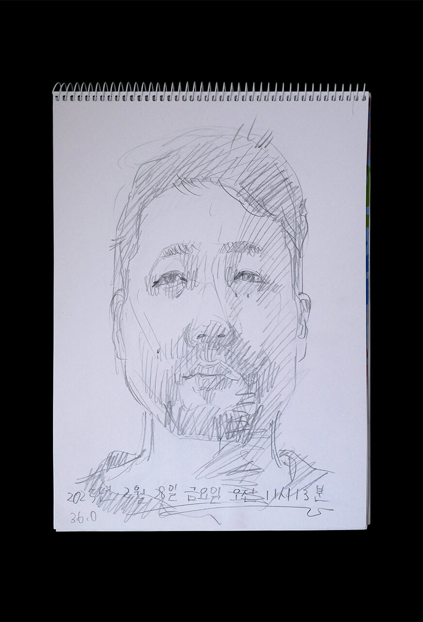 Contemporary artist SHINTAKU Tomoni's 2025/2/28 Self-portrait or pencil drawing