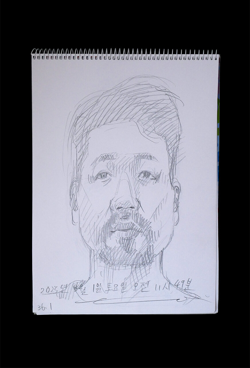 Contemporary artist SHINTAKU Tomoni's 2025/3/1 Self-portrait or pencil drawing