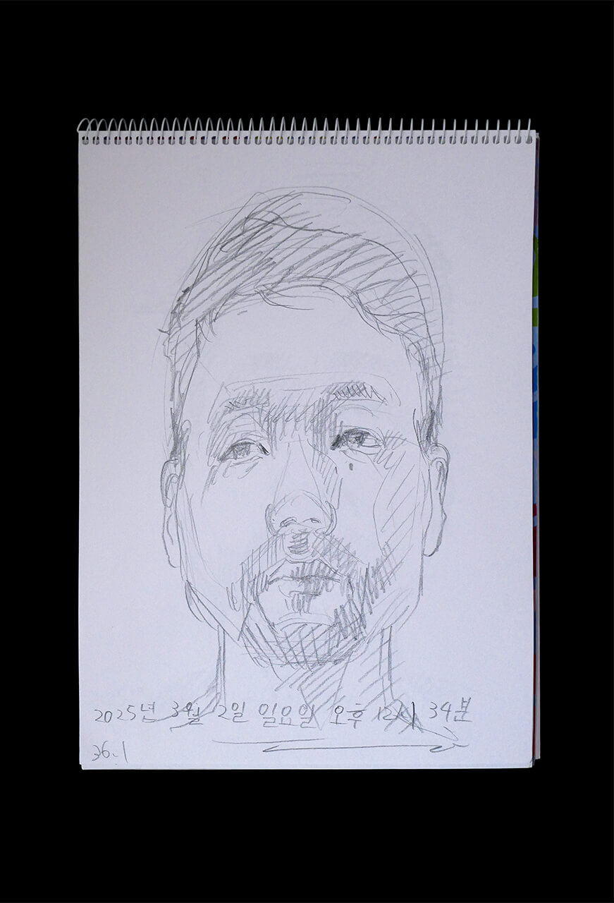 Contemporary artist SHINTAKU Tomoni's 2025/3/2 Self-portrait or pencil drawing