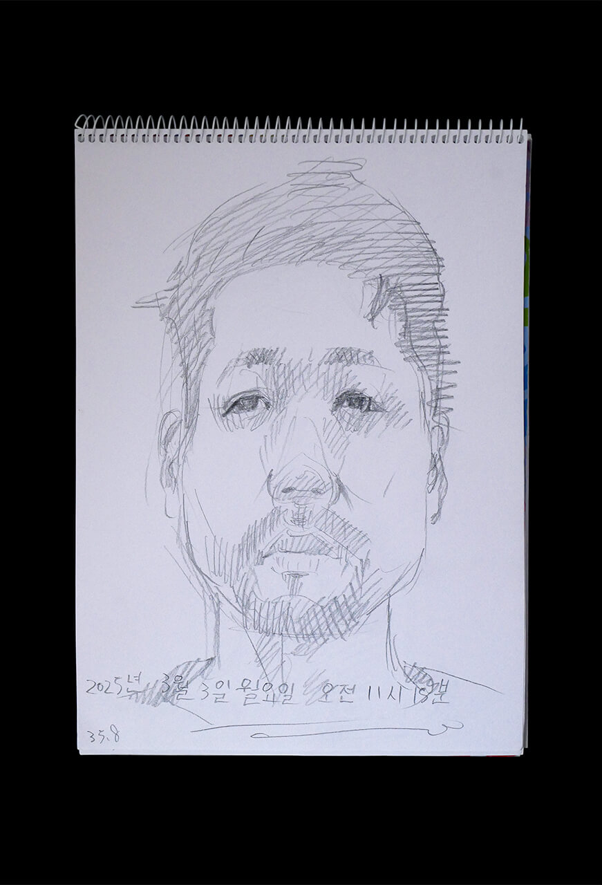 Contemporary artist SHINTAKU Tomoni's 2025/3/3 Self-portrait or pencil drawing