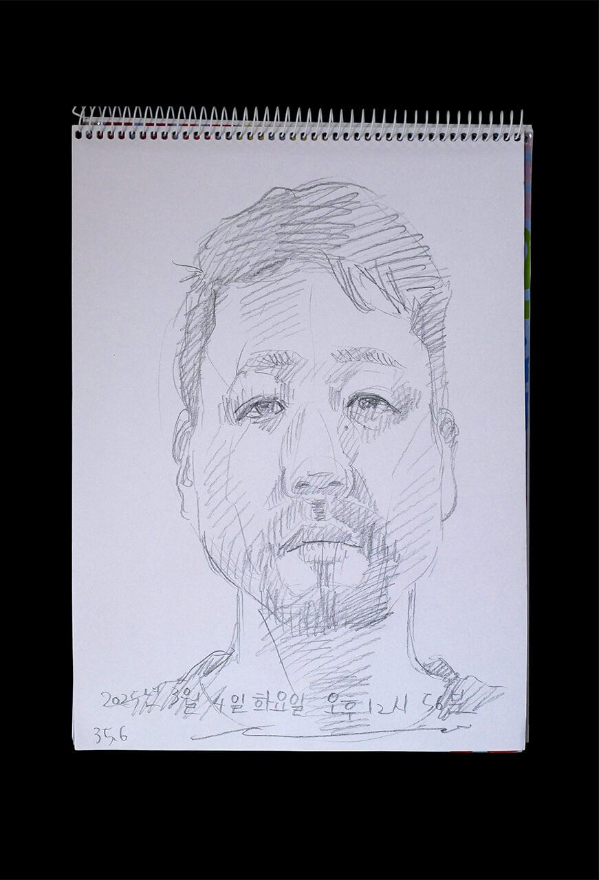 Contemporary artist SHINTAKU Tomoni's 2025/3/4 Self-portrait or pencil drawing