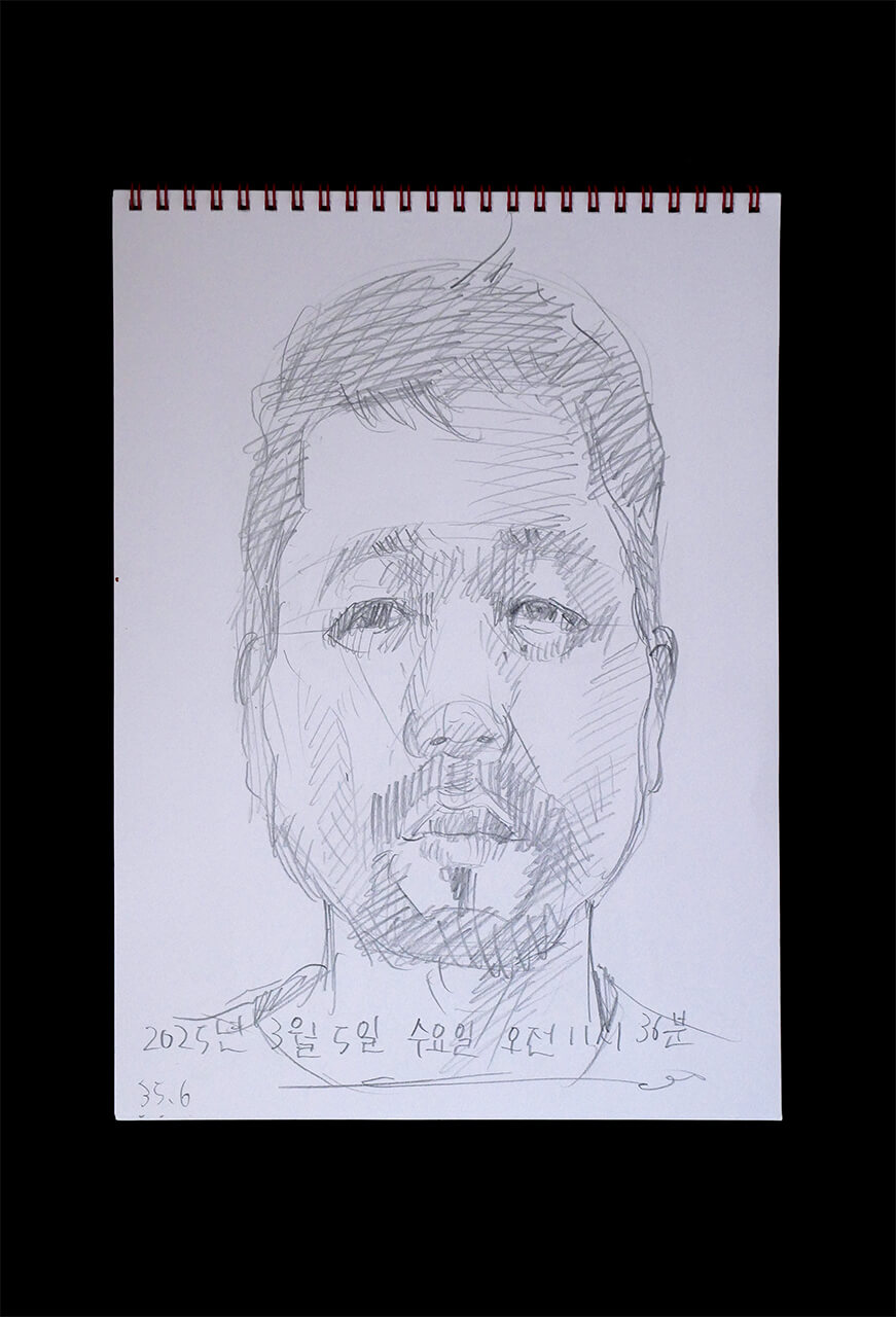 Contemporary artist SHINTAKU Tomoni's 2025/3/5 Self-portrait or pencil drawing